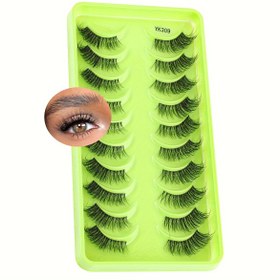 Resim YSDO Cat Eye Sahte Kirpikler 10 Çift - C Kıvrımı, Doğal Görünüm, Yeniden Kullanılabilir, Hafif, Ekstra Uzun, Şeffaf Bant, Gelişmiş Hacim, Uzun Süreli, Çoklu Paket 