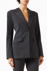 Resim Sculpted Blazer, Kadın Zarif Bel Kesimli-Modern Şık Ceket - Koyu Gri / XS 