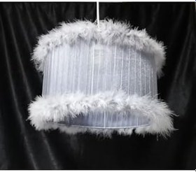 Resim TEKAY AYDINLATMA Beyaz kırmızı pembe siyah Kız Erkek Çocuk Odası Tüylü Avize Yatak Odası Avizesi Çap 30 Cm GRİ 30 x 60 