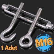 Resim Badem10 Çelik Kanca Yük Halat Gerdirme Germe Gergi Galvanizli Paslanmaz M16 Yüksek Dirençli Aparatı 1 Adet 