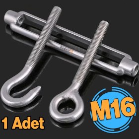 Resim Badem10 Çelik Kanca Yük Halat Gerdirme Germe Gergi Galvanizli Paslanmaz M16 Yüksek Dirençli Aparatı 1 Adet 