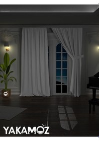 Resim Yüksek Kalite Gri Karartma Blackout Fon Perde Ekstrafor Büzgülü Tek Kanat Dark Touch Serisi Gri 