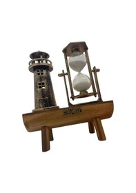 Resim Hediyelik Eşya Retro Ahşap Deniz Feneri Kum Saati Biblo 