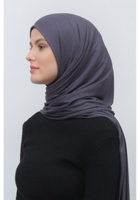 Resim Altobeh Tesettür Kadın Düz Renk Penye Şal Hijab - Füme 