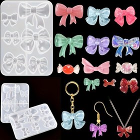 Resim Saç tokaları, küpeler ve takı kolyesi yapımı için Dikdörtgen Yay Şekilli Silikon Reçine Döküm Kalıpları Kiti - Kendin Yap Papyon Kelebek Saç Aksesuarları Kalıp Seti 