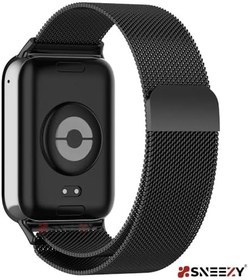 Resim Sneezy Xiaomi Mi Band 8 Pro İle Uyumlu Woven Wire Tasarım Metal Hasır Kordon Siyah 