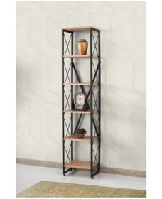 Resim Erezogullari_Mobilya Modern Tarz Ahşap Metal 5 Raflı Kitaplık 40X30X180 40Lik3272 