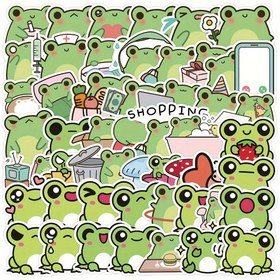 Resim 50 Adet Frogtastic Etiket: Sevimli Kurbağa Çantasi Etiketleri DIY Projeleriniz için - Defterler, Laptoplar ve Daha Fazlası için Mükemmel! 