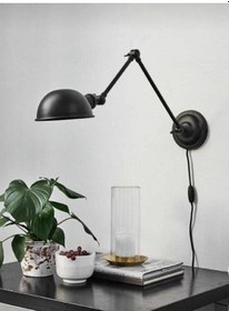 Resim MYLİGHTS AKROBAT MAT SİYAH METAL RUSTİK RETRO KABLOLU ANAHTARLI Siyah 