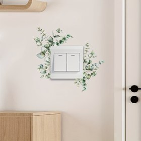 Resim 1 adet Yaprak Desenli Anahtar Priz Duvar Stickerı, Kendinden Yapışkanlı Anahtar Dekorasyon Çıkartması Ev Dekoru için 