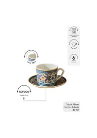 Resim Karaca Beylerbeyi 6 Kişilik Kahve Fincan Takımı 80 ml 