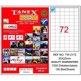 Resim Tanex Tw-2172 35X23 MM A4 Beyaz Lazer Etiket 