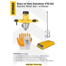 Resim Rtrmax RTM396SET Elektrikli Boya ve Harç Karıştırıcı Eldiven + Boya Karıştırıcı Ucu + Zımpara Malası 4'lü Set 