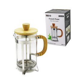 Resim Marsilyan French Press Metal Kafes - Bambu Sap Bambu Kapak 600ML Cam Bitki Süzgeçi (4887) 