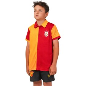 Resim Galatasaray Lisanslı 5 Yıldız Polo Yaka Çocuk Forma T-Shirt Aslan Ahşap Kutulu 