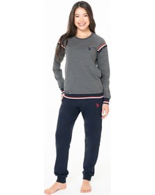 Resim U.S. Polo Assn. Kadın Pamuklu Lisanslı Pijama Takımı 20118 Antrasit Melanj 