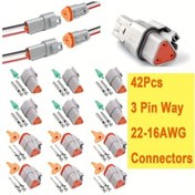 Resim Xuweiwei 42pcs Deutsch Dt 3 Pin Erkek Dişi Gri Otomotiv Elektrik Konnektör Kablolama Kiti 22-16 Awg 