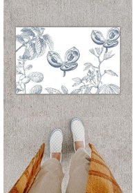 Resim Dijital Baskı Dekoratif Çiçek Krem Kapı Önü Paspası K-1271 