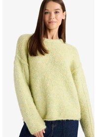 Resim Defacto Yün Karışımlı Bisiklet Yaka Oversize Fit Triko Kazak F3256ax25wngn597 Yeşil-gn597 