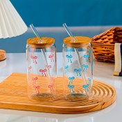 Resim 1/2/4 Adet 500ml/16.9oz Bambu Kapaklı ve Pipetli Borosilikat Cam Bardak Seti, Sevimli Kurdele Desenli - Yeniden Kullanılabilir & Geri Dönüştürülebilir İçecek Bardakları, Tüm Özel Günler için İdeal Hediye - Bulaşık Makinesine Uygun, Sevgililer Günü, Öğretmenler Günü, Şükran Günü, Noel, Cadılar Bayramı için Mükemmel Hediye 