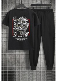 Resim Unisex Osaka Baskılı 2'li Eşofman Takımı Siyah 