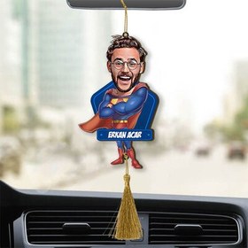 Resim Kişiye Özel Süper Adam Karikatürlü Araba Süsü 