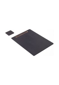 Resim Turgut Office Deri Toplantı Sümeni Düz Siyah Dikey Ahşap Detaylı 49 x 34cm 