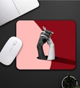 Resim Kırmızı Ve Pembe Renk El Ele Tutuşan Motifli Mouse Pad 23x19cm Fare Altlığı Kaydırmaz Taban De588 