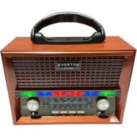 Resim Nostaljik Ledli Bluetooth USB Sd Radyo Mp3 Müzik Kutusu Bej 