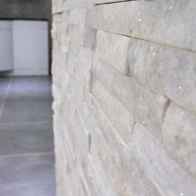 Resim Markataş 5X10Cm White Mermer Doğal Taş Patlatma Taş Mozaik Duvar Kaplaması 