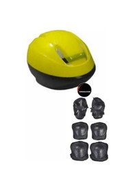 Resim Çocuk Kask Dizlik Dirseklik Ellik Set 7 Parça Scooter Bisiklet Paten Kaykay Koruyucu Set Sarı 
