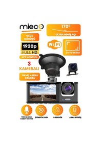 Resim 1s Wifi / App /1920p Fhd/ 170 Ultra Geniş Açı/gece Görüş/ G-sensörü 3 Kameralı Araç Kamerası 2025 