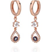 Resim 925 Ayar Nazarlıklı Tektaş Küpe Kadın Gümüş Küpe N11.9816 