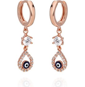 Resim 925 Ayar Nazarlıklı Tektaş Küpe Kadın Gümüş Küpe N11.9816 