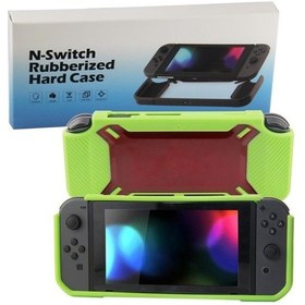 Resim Nintendo Switch Uyumlu Çizilmeye Dayanıklı Arka Kapak Yeşil + Kırmızı 