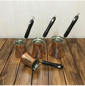 Resim Paşa İşlemeli Bakır Cezve Takımı 