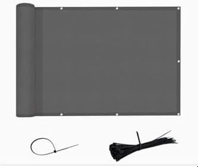 Resim Balkon Demiri Perdesi Korkuluk Perdesi Su Geçirmez Kumaş 80 X 580 Gri 80 x 400 