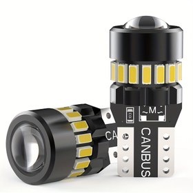 Resim 2 adet LUPUAUTO LED Far Ampulleri - T10 W5W Lens Projeksiyonlu, CANBUS Hatasız, Alüminyum Tak ve Çalıştır, %300 Daha Parlak, Araba İç Kubbesi, Harita ve Kapı Plaka için 720° Küresel Işık, Araç Aydınlatma Çözümleri | Şık Siyah Ampul | Yüksek Degerli Direnç, Arabalar için Far Ampulleri 