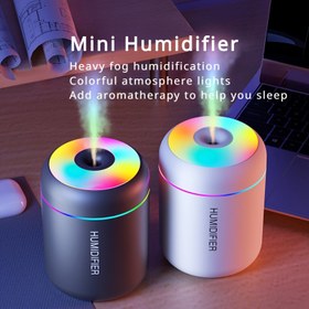 Resim 1 Adet Yeni Renkli USB Araba Aromaterapi Makinesi Taşınabilir MINI Nemlendirici 180ml Kompakt Oda Nemlendirici Su Kapasitesi Esansiyel Yağlı Aromaterapi Cihazı Yatak Odası İçin Sessiz Nemlendirici, Pil Dahil Değildir, USB ile Çalışır 