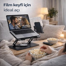 Resim Coofbe 2in1 Yükseklik Ayarlı 360 Döner Alüminyum Laptop Standı Laptop Sehpası ve Telefon Standı 