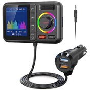 Resim Büyük Renkli Ekranlı Kablosuz Fm Verici 2.4a Qc3.0 Çift Usb Hızlı Şarj Black ' Beyaz 