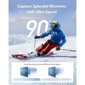 Resim Profesyonel Sılver Sd Kart 64 Gb, 205 Mb/s'ye Kadar Okuma, 90 Mb/s Yazma, Sdxc Uhs-I Hafıza Kartı, Sınıf 10, U3, V30, Profesyonel Fotoğrafçılar, Videografçılar, Meraklılar Için Sd Kart 