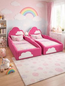 Resim Puf Bebe Montessori Her Tarafı Yumuşacık Puf 90x190 Bulut Tasarımlı Bebek Ve Çocuk Yatağı 