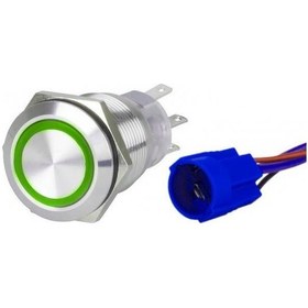 Resim Krom Led Buton On-Off Beyaz12-24V 