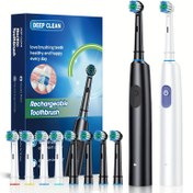 Resim Yetişkinler için Elektrikli Diş Fırçası, Yumuşak Kıllar, Kokusuz, 5 Temizleme Modu, USB Şarj Edilebilir Lityum Pil, 4 Yedek Başlıkla, Unisex, Naylon Kıllı Yuvarlak Dönen Diş Fırçası ile Derin Temizlik, Babalar Günü, Anneler Günü Hediyesi 