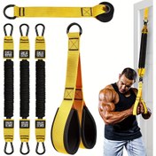 Resim 1 Set Turuncu Lateks Direnç Bantları ile Kapı Tutucu, Trisep, Pull-up, Bicep Curl, Kol, Sırt, Karın, Omuzları şekillendirme için Çok Amaçlı Egzersiz Döngü Seti - Ev Jimnastik Ekipmanı 