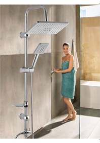 Resim Kaliteli Lüks Robot Yağmurlama Tepe Duş Seti Krom Dikdörtgen Başlık 