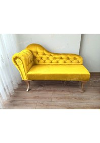 Resim Dekoratif Bihter Koltuk Josefin Puf 120 Cm Gold Ayak Sarı 