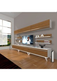 Resim Decoraktiv Eko 8y Mdf Retro Tv Ünitesi Tv Sehpası Beyaz - Ceviz 