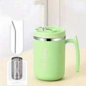 Resim Oein 304 Paslanmaz Çelik Kahve Kupası, Çay Süzgeci ve Siper Suyu Şişesi ile Team Fincan Termal Kupa Yeşil/kapasite500ML (Yurt Dışından) 